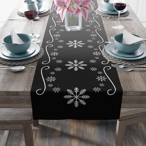 Snowflake Christmas Table Runner, Winter Kitchen Decor (16" x 72" or 16" x 90") image 7