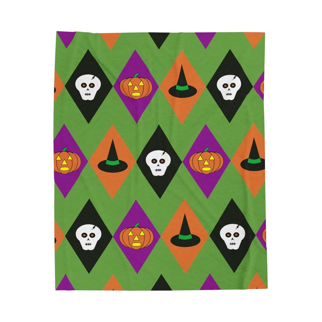 Halloween Blanket Halloween Throw Blanket Skull Jackolantern Etsy