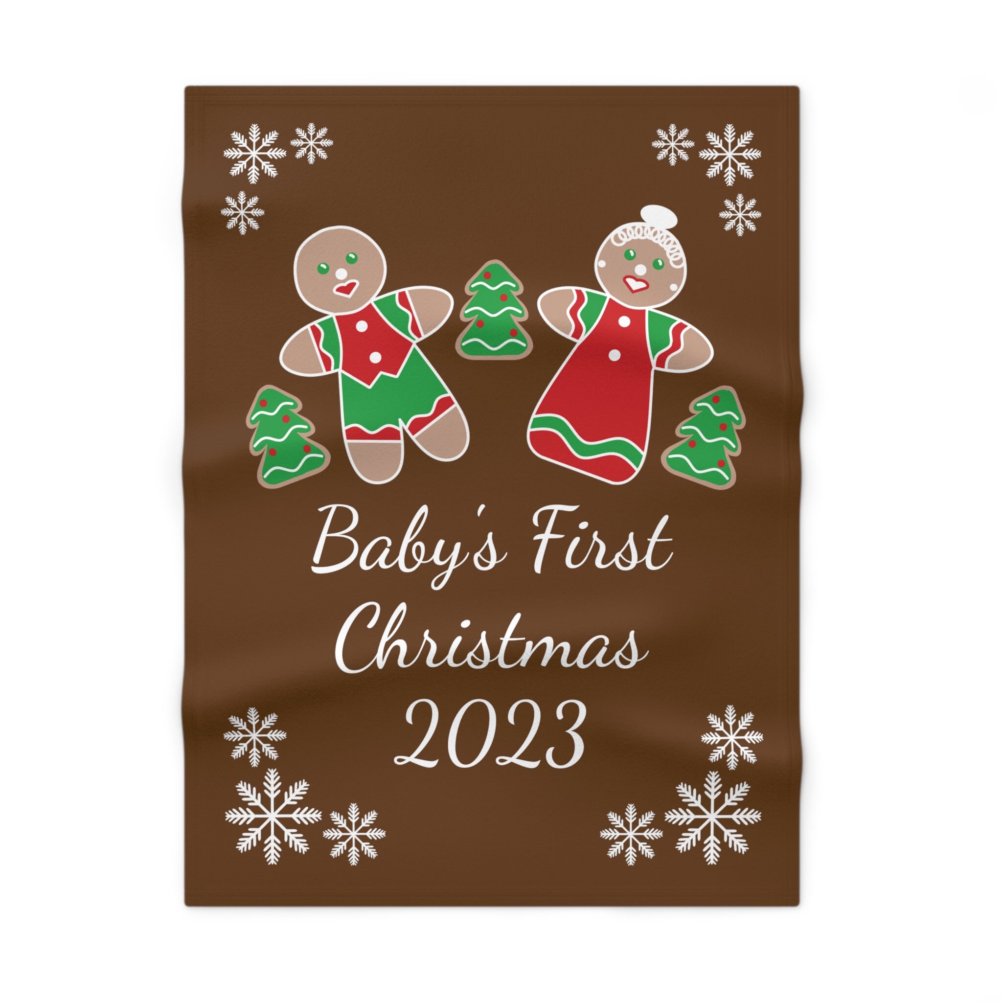 Baby's First Christmas Baby Blanket Baby's 1st Christmas Gingerbread