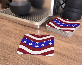 Patriotic Coaster Set, Bulk Hardboard Drink Coasters