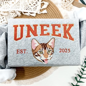 Moletom com capuz personalizado para gatos, nome bordado do gato, moletom com rosto de animal de estimação personalizado com sua foto, moletom universitário, presente para mãe de cachorro, presente para dono de cachorro