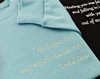 Op maat geborduurd sweatshirt met ronde hals, trui met gepersonaliseerde quote