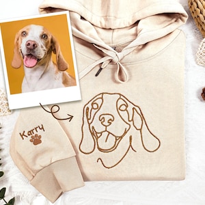 Custom Embroidered Dog Hoodie, Personalised one-line Pet Sweatshirt, Dog Mom Sweater, Unisex Embroidered Hoodie Pet ,Gifts for Dog