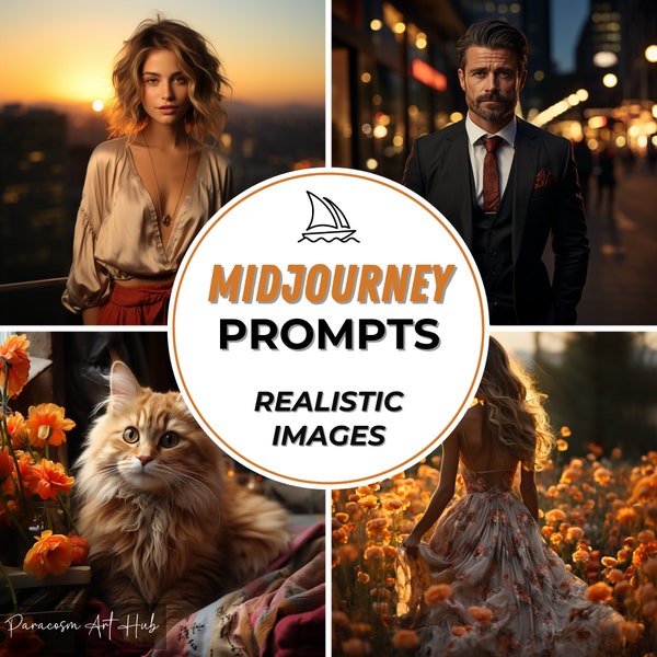 Professional Midjourney Prompts for Hyper-Realistic Images, AI art prompts for realism, photorealistic artwork, instant download