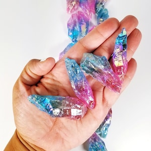 Wholesale Lot 1 Lb Raw Pink Blue Aura Quartz Wand Tumble Crystal High Quality Grade Aura Quartz