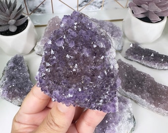7pc Uruguayan Sugar Amethyst Clusters, "A" Grade, Amethyst Crystal Clusters, Amethyst Quartz Raw Crystals, Bulk Crystals, Healing Crystals