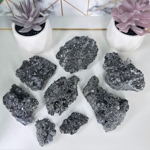7pc Bulgarian High Grade Galena Clusters, &quot;A&quot; Grade, Galena with Sphalerite, Raw Crystal, Natural Mineral, Collectors Mineral Specimens