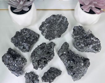 7pc Bulgarian High Grade Galena Clusters, "A" Grade, Galena with Sphalerite, Raw Crystal, Natural Mineral, Collectors Mineral Specimens