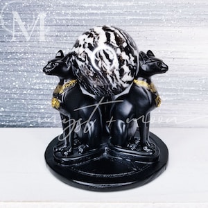 Sphynx Crystal Stands | Egyptian Sphynx Cat Stand | Witchy Altar Crystal Display | Hand Poured Resin Stand | Mineral Sphere Display Stand