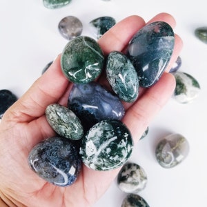 Wholesale Lot 1/2 Lb Moss Agate Mixed Tumbles Crystal High Quality Grade Moss Agate Tumbles