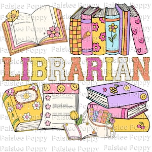 Librarian PNG Digital Download Librarian t shirt logo librarian sublimation