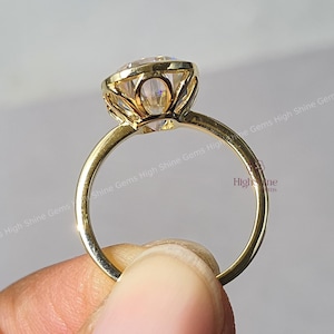 5CT Elongated Cushion Cut Solitaire Moissanite Ring, Flower Basket Ring, Petal Prong Ring, Cushion Tulip Set Ring Cushion Cut Bezel Set Ring