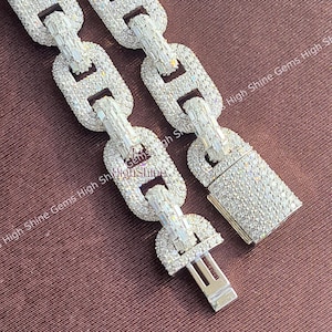 12MM Baguette Moissanite Cuban Link Chain For Men,Heavy Miami Cuban Link Chain Necklace,Micro Pave Diamond Chain with Box Lock,Hip Hop Chain