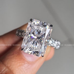 7CT Radiant Cut Engagement Ring, Radiant Cut moissanite Ring ,Radiant Hidden Halo Rings, Anniversary Gift For Her, Dainty ring For women