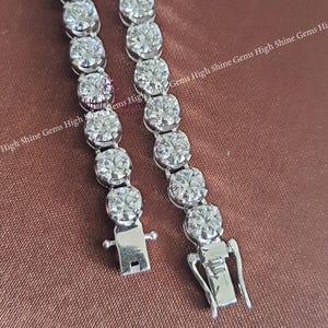 VVS1 Moissanite Diamond Tennis Chain Necklace, 925 Sterling Silver, Tennis Bracelet, Diamond Tennis Necklace, Women&#39;s & Men&#39;s Tennis Chain