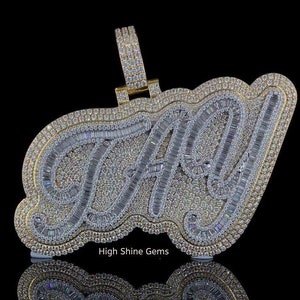 Iced Out Hip Hop Custom Name Moissanite Diamond Pendant, Custom Your Lucky Letter, Unisex Number Pendant,925 Sterling Silver Pendant