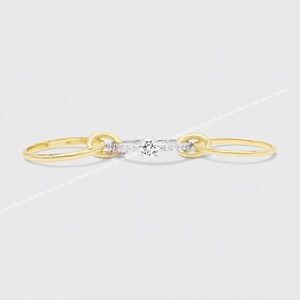 Two Tone Mixed Metal Link Ring | Interlocking Ring Stack | Statement Jewelry Gift