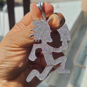 Iced Out Hatchetman Charm Pendant, Real Moissanite Pendant, 925 Sterling Silver Pendant, Hip Hop Pendant, Hatchetman Pendant, Rapper Pendant