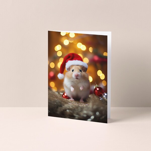 Cutest Hamster Wearing a Santa Hat - Christmas Card