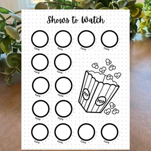 TV Show Liste / A5 Journal Seite / T.V. Tracker Log / Fernsehserie Journal / Printable Tracker / Printable Planner / TV Wunschliste
