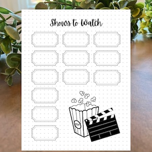 TV Show Liste / A5 Journal Seite / T.V. Tracker Log / Fernsehserie Journal / Printable Tracker / Printable Planner / TV Wunschliste
