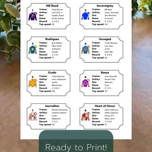2025 Belmont Stakes Pferdedetails, Jockey Silks, Stakes Derby Party, Pferdewetterkarten, Betting Jars, Printable
