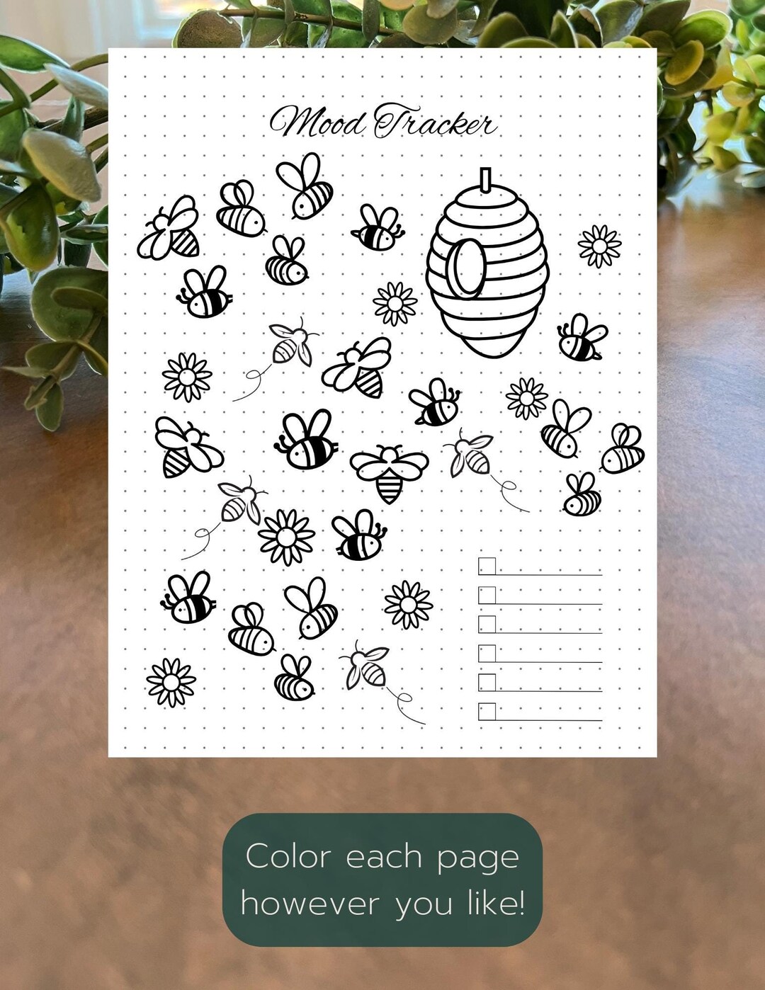 Mood Tracker / A5 Journal Page / Mood Tracker / Bees Hive / Printable ...