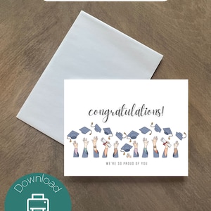 Laurea / Congratulazioni laurea / Congratulazioni / Biglietto stampabile / Download immediato PDF / Modello biglietto / Biglietto digitale / Cappelli con tante mani