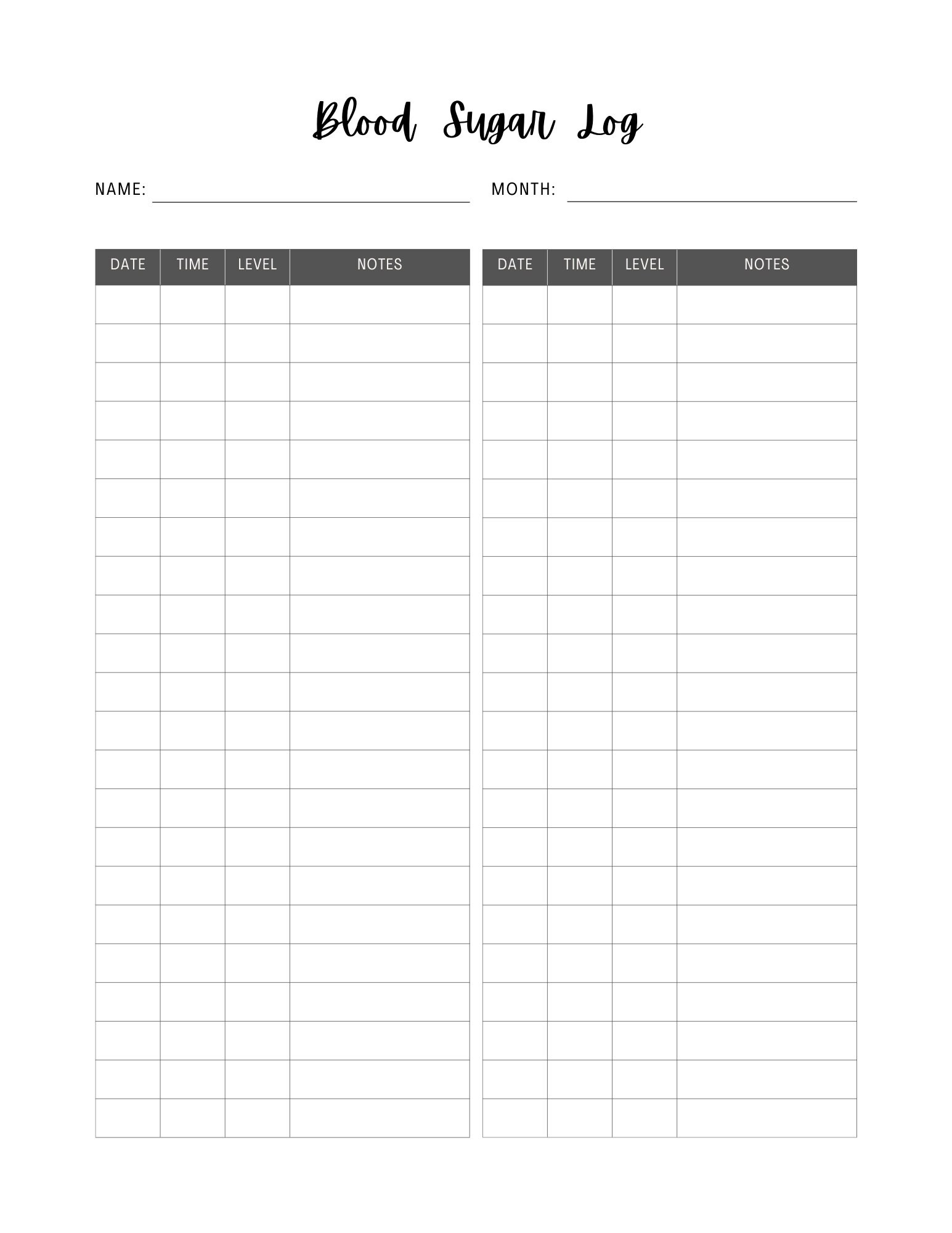 Blood Sugar Log / Insulin Tracking Log / A5 Journal Page / Sugar ...