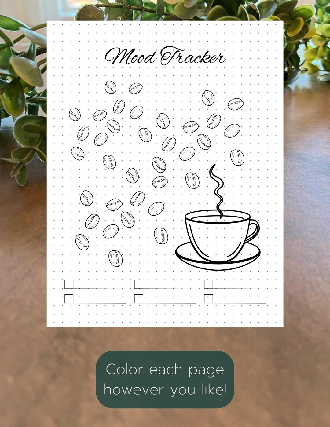 Mood Tracker / A5 Journal Page / Mood Tracker / Coffee Beans ...