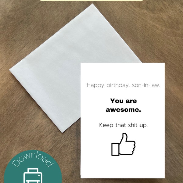 Funny Birthday Card for Son in Law - Etsy