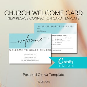 Carte de bienvenue à l'église, carte de connexion de nouvelles personnes, modèle canevas, carte postale imprimable personnalisable