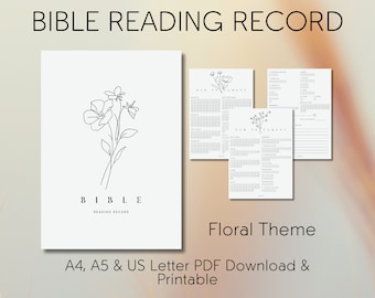 Bible Reading Record Bible Resource Church Resource PDF A4 A5 US Letter Download Printable Floral Theme