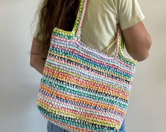 Strandtas, hobo tas, crossbody schoudertas, gehaakte tas, geweven tas, draagtas, alledaagse tas, retro tas.