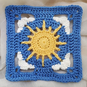 Cloudy Day granny square crochet pattern crochet granny square, crochet pattern, sun crochet pattern, sun granny square pattern zdjęcie 4