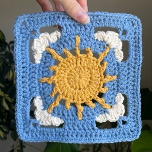 Cloudy Day and Night granny square crochet pattern pack crochet granny square, crochet pattern, sun and moon granny square pattern zdjęcie 8