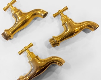Brass Small Wall Water Tap , Farmhouse Bathroom Spigot , Garden Taps , Outdoor Wall water taps , Single Handle Small Faucet , Sink Faucets