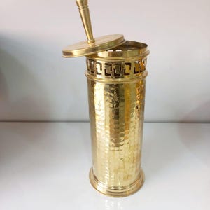 Handcrafted Moroccan Brass Toilet Brush Holder, Unlacquered Brass toilet brush, Toilet Brushes, Moroccan bathroom decor