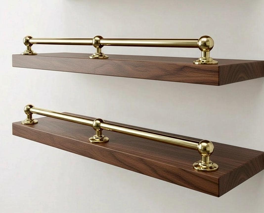 Gallery Shelf Rails Unlacquered Solid Brass Gallery Rail – Vintage Shelf Guard Hardware for ...