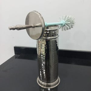 Scopino per WC in ottone antico realizzato a mano e cestino da bagno marocchino in plastica in ottone, scopini per WC, scopini per WC, cestino in ottone