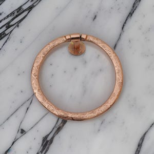 Copper Towel Holder For Bathroom Wall , Engraved Towel Holder Ring, Copper Finish Towel Hanging, Traditional Kitchen Hand Towel Holder