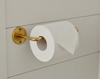 Unlacquered Brass Toilet paper Holder, Solid Brass Toilet Roll Holder for Bathroom, Powder Room Roll Holder ,Wall Mounted Towel Holder