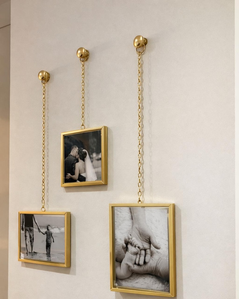 Brass Hanging Chains With Wall Hooks – Gold Picture Frame Chain Set ...
