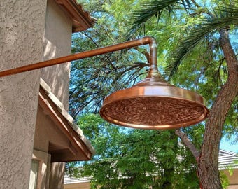 Unlacquered solid copper shower head, shower head, copper shower head, outdoor shower head, outdoor copper shower head, shower head