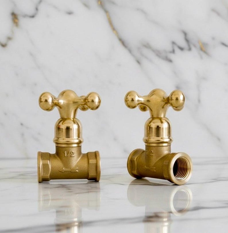 Handgjort kranhandtag i massiv mässing med ventil - US Plumbing bild 4