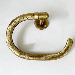 Porta carta igienica inciso in ottone antico | Porta asciugamani in ottone bronzato | Porta asciugamano viso in ottone fatto a mano