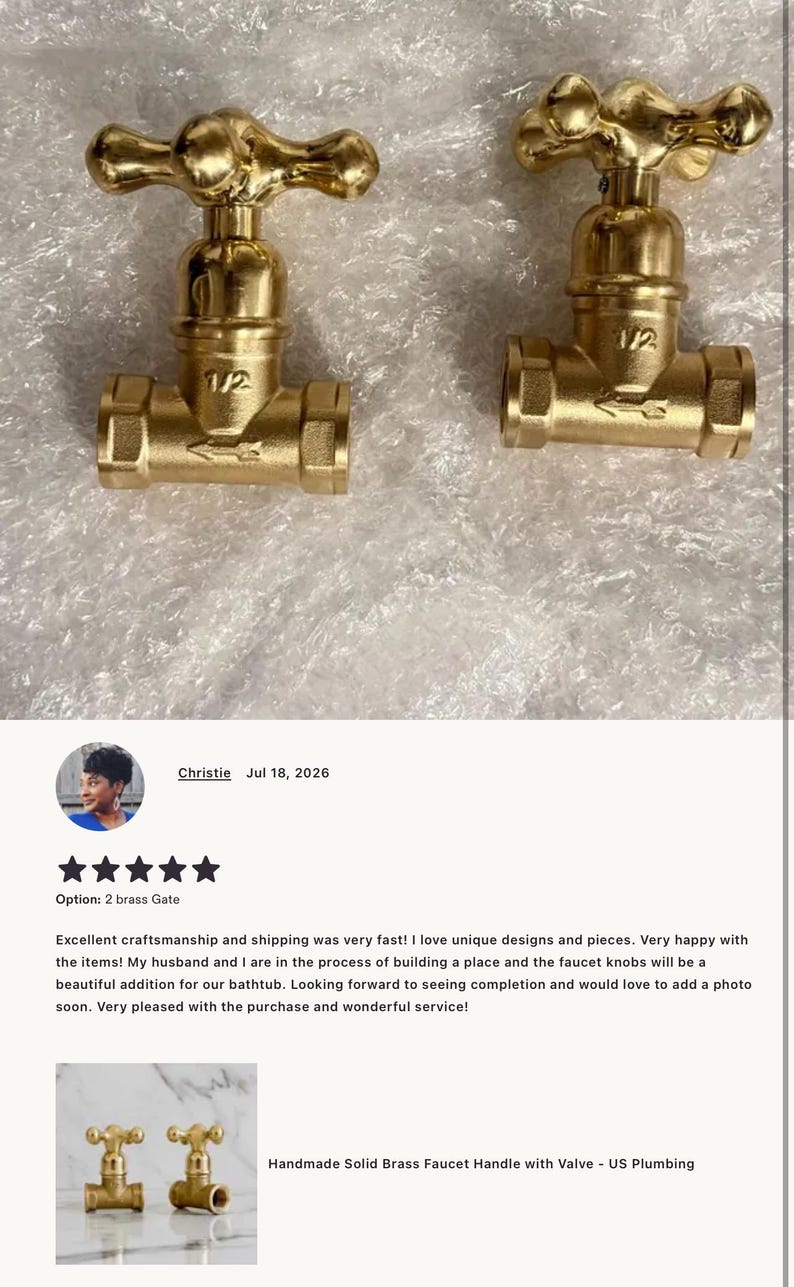 Handgjort kranhandtag i massiv mässing med ventil - US Plumbing bild 9