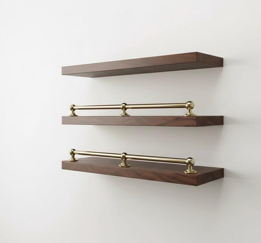 Gallery Shelf Rails Unlacquered Solid Brass Gallery Rail – Vintage Shelf Guard Hardware for ...