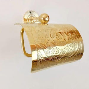 Porta carta igienica in ottone, porta rotolo per polvere artigianale, porta carta igienica marocchina in ottone, design marocchino unico realizzato a mano