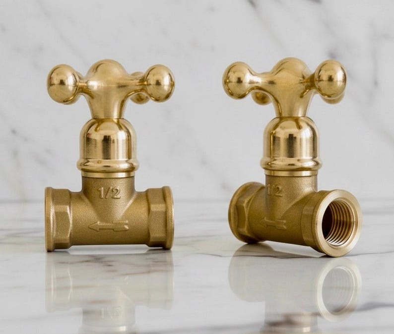 Handgjort kranhandtag i massiv mässing med ventil - US Plumbing bild 2